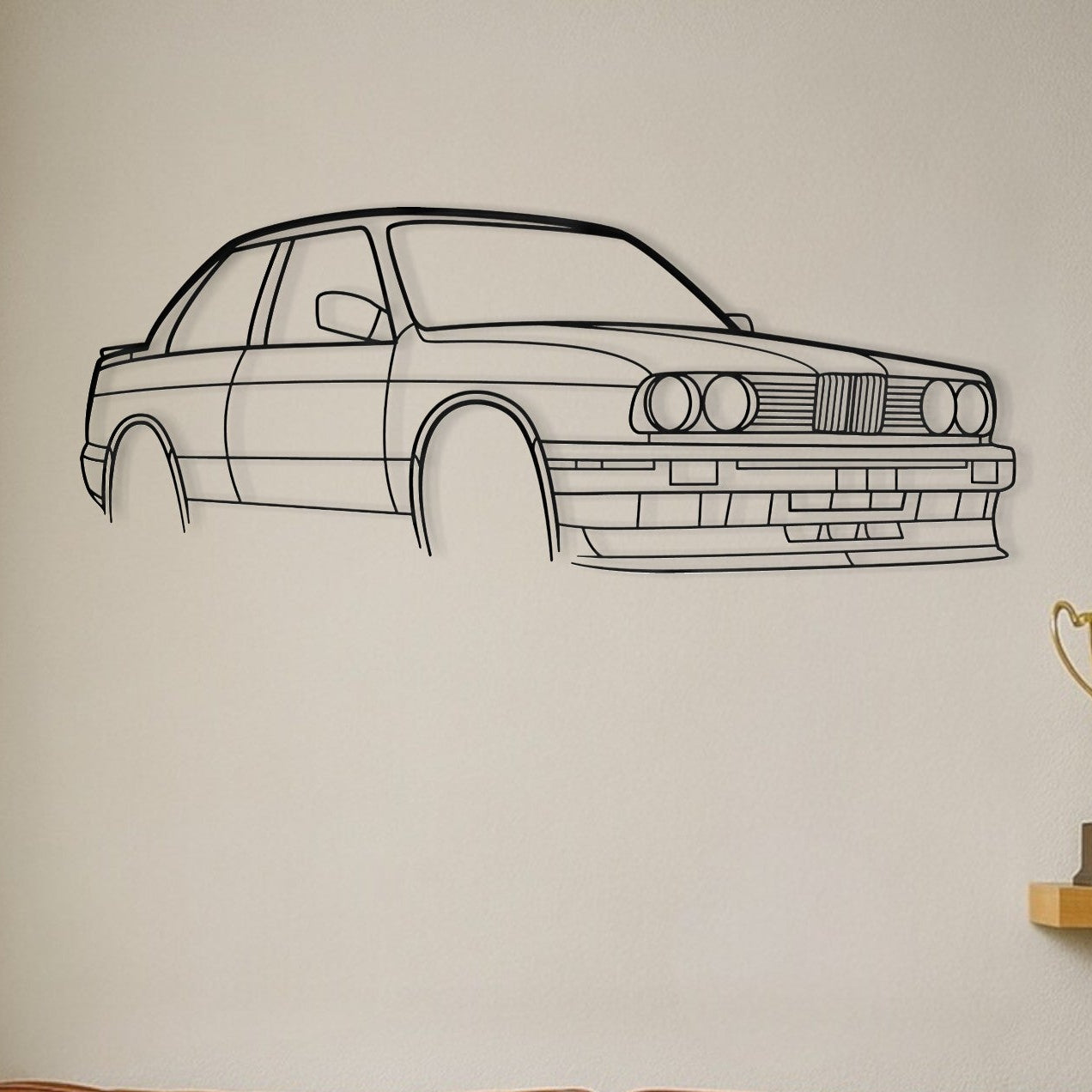 BMW E30 Perspective Metal Wall Art Silhouette
