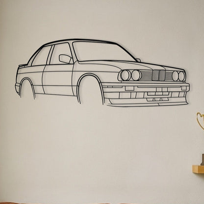 BMW E30 Perspective Metal Wall Art Silhouette