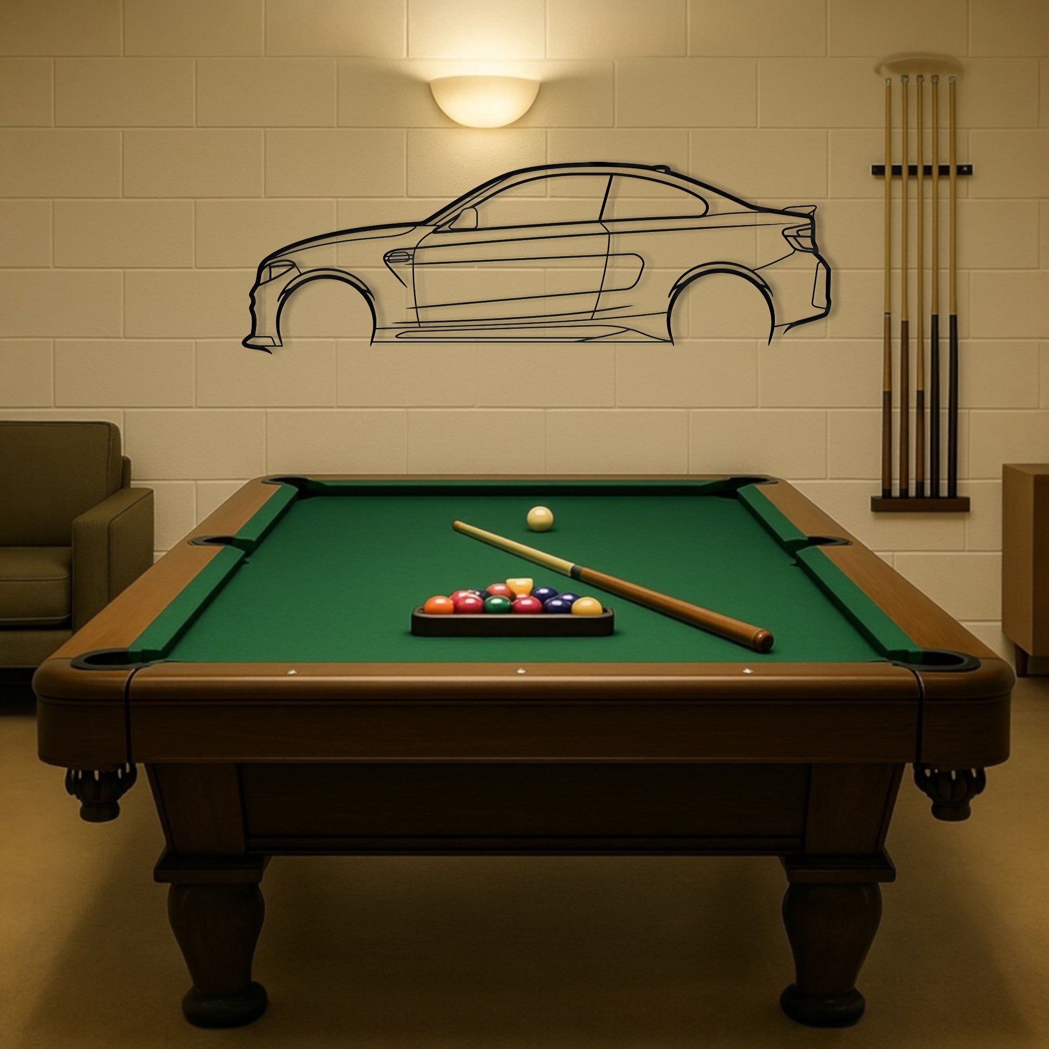 BMW F87 M2C Metal Wall Art Silhouette