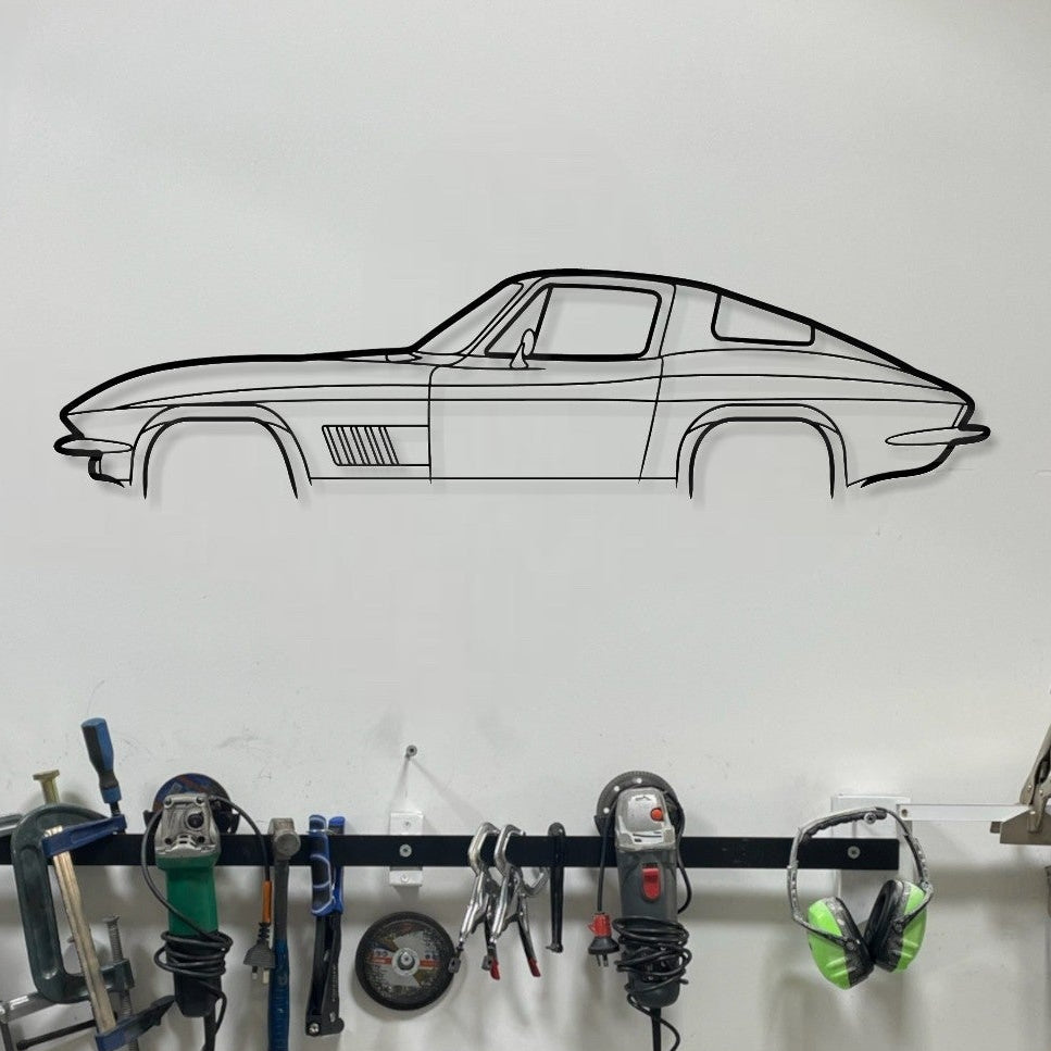 Chevrolet Corvette 1965 Metal Wall Art Silhouette