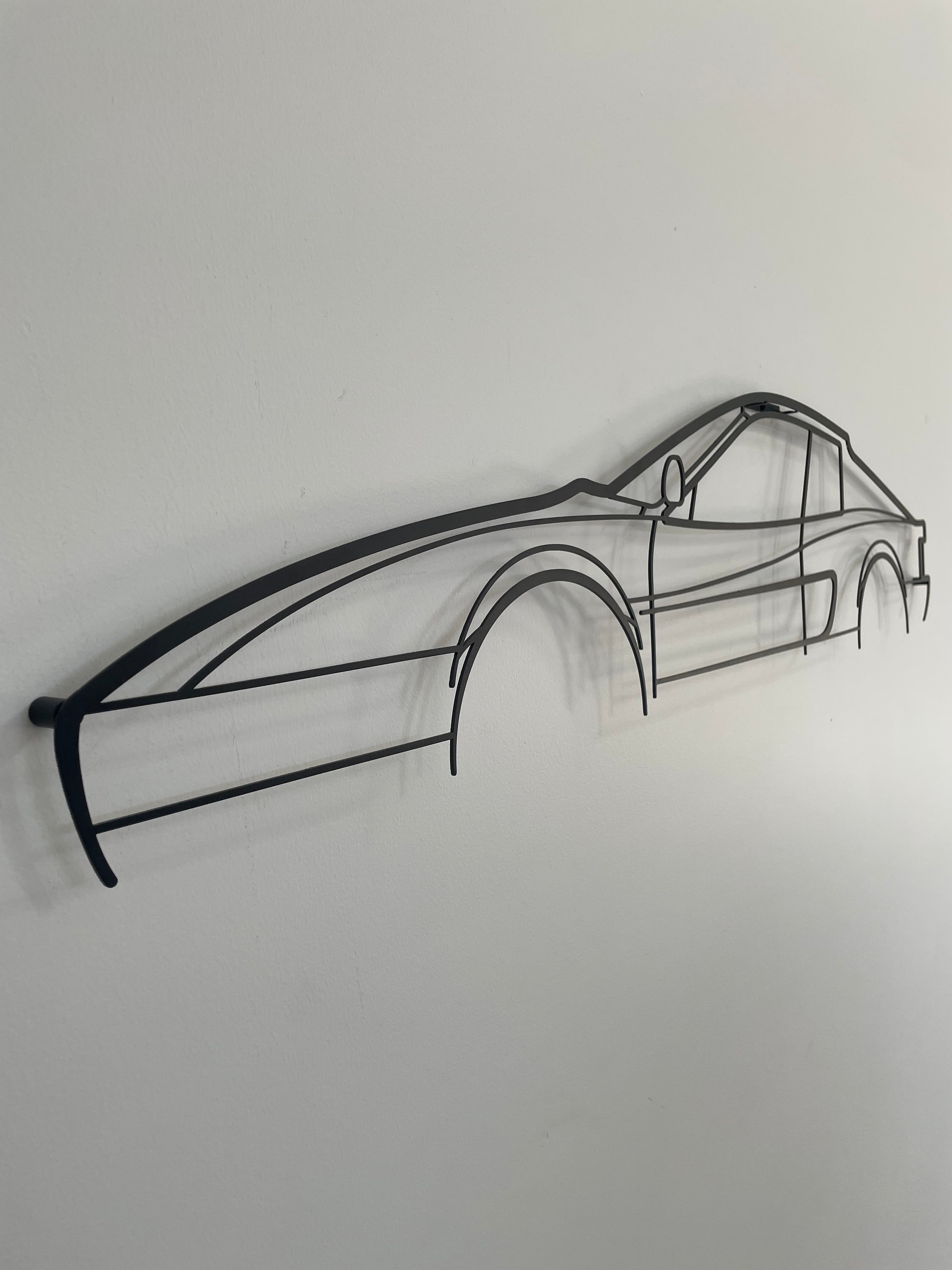 Ferrari Testerossa car wall art side-on, hung on a white wall.