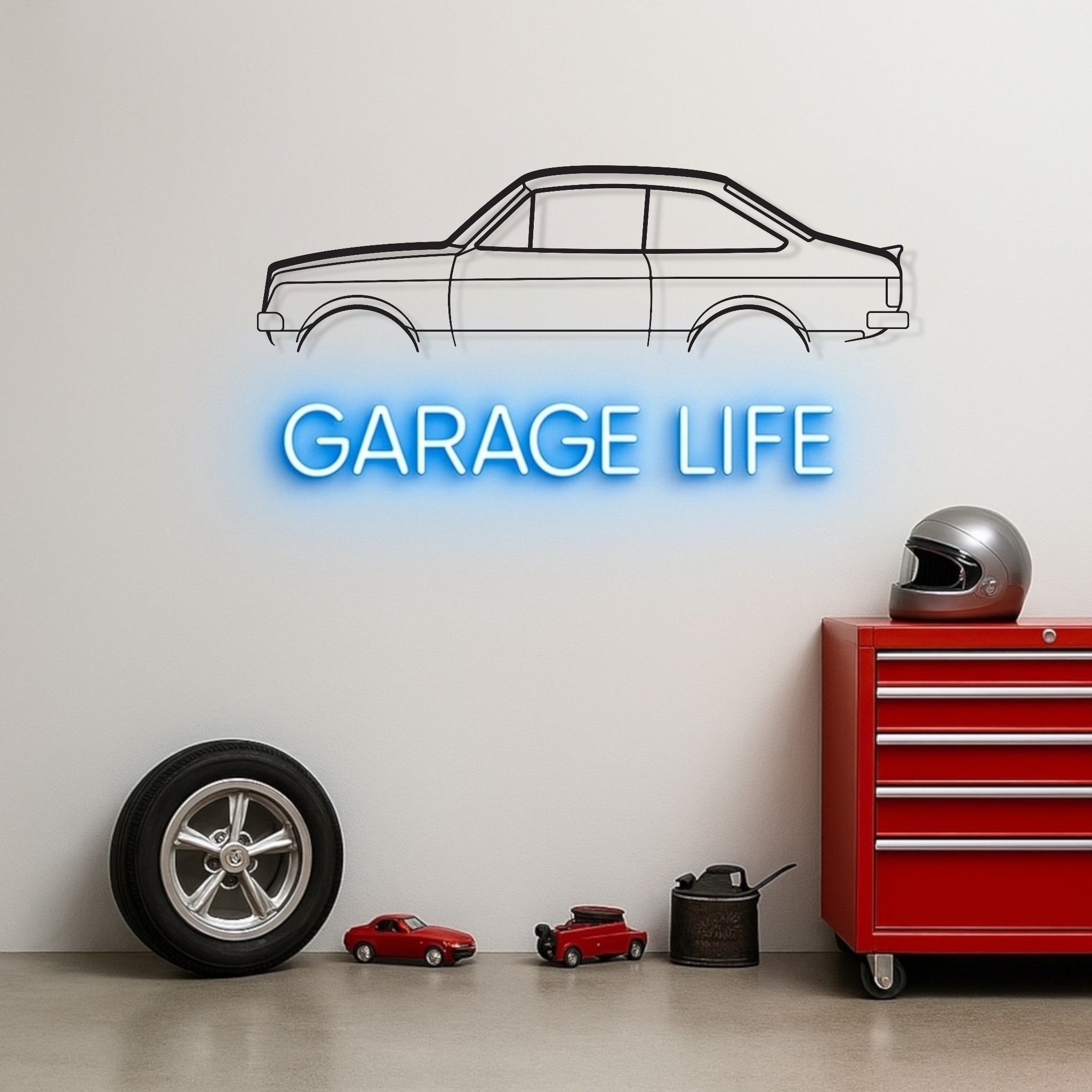 Ford Escort MK2 2Door Metal Wall Art Silhouette
