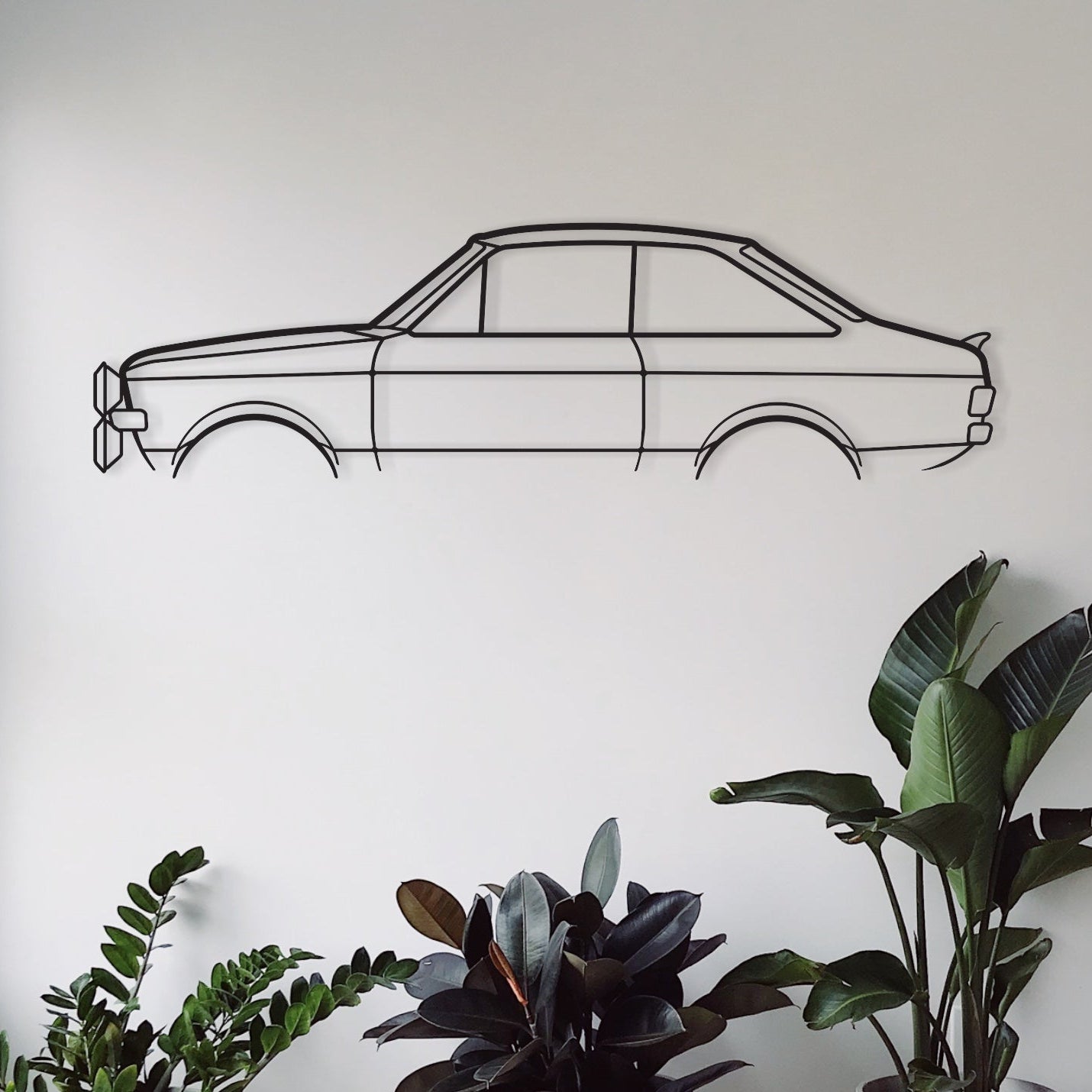 Ford Escort Rally MK2 metal art hung in an inviting home.