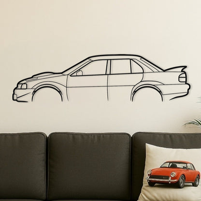 Living room with a gray sofa, wooden coffee table, and car-themed decor.