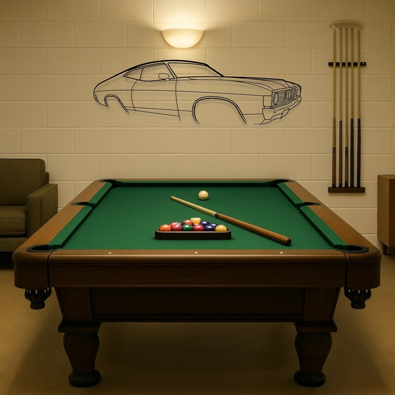 Ford Falcon XA 2 Door Perpective Metal Wall Art Silhouette