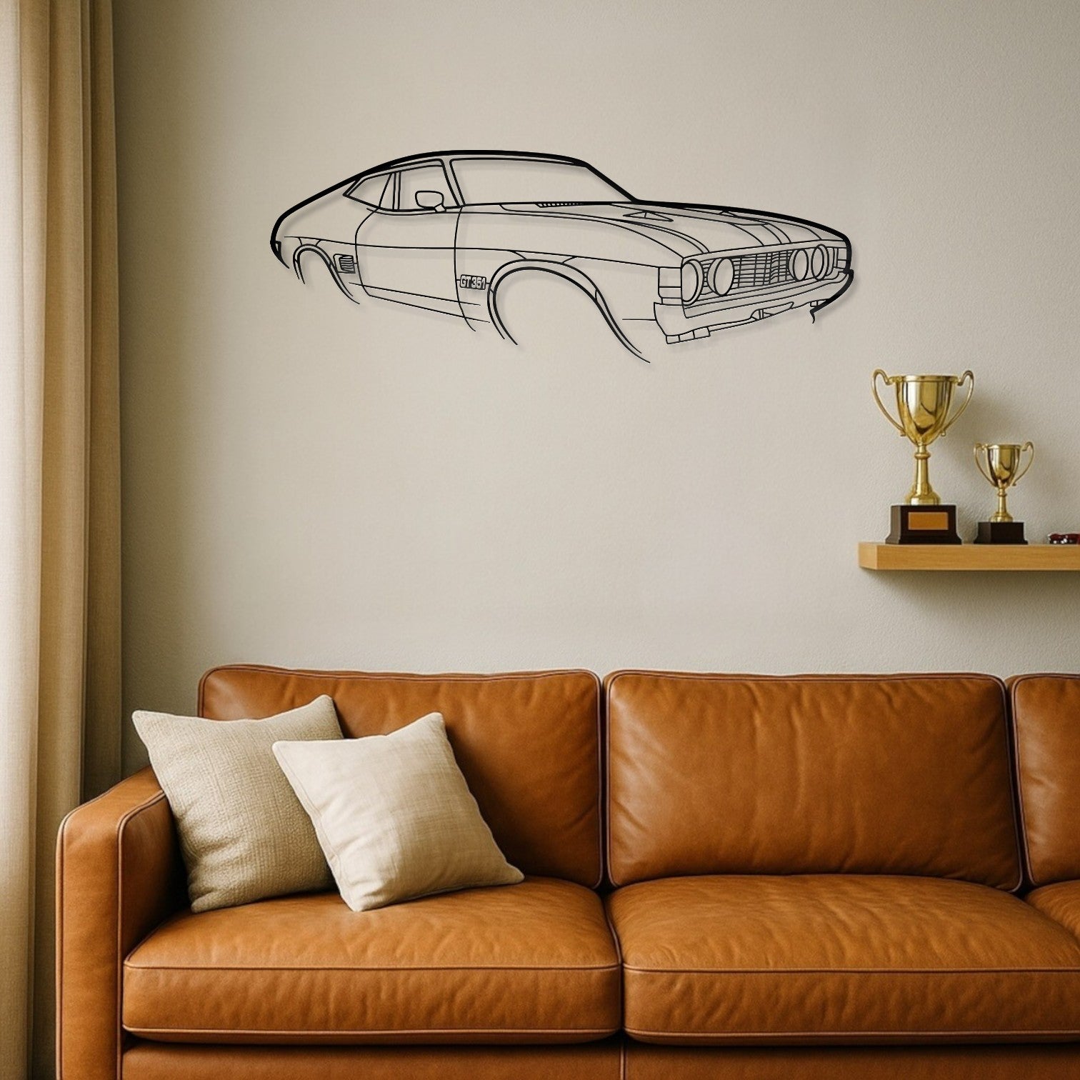 Ford Falcon XA GT 2 Door Perspective Metal Wall Art Silhouette