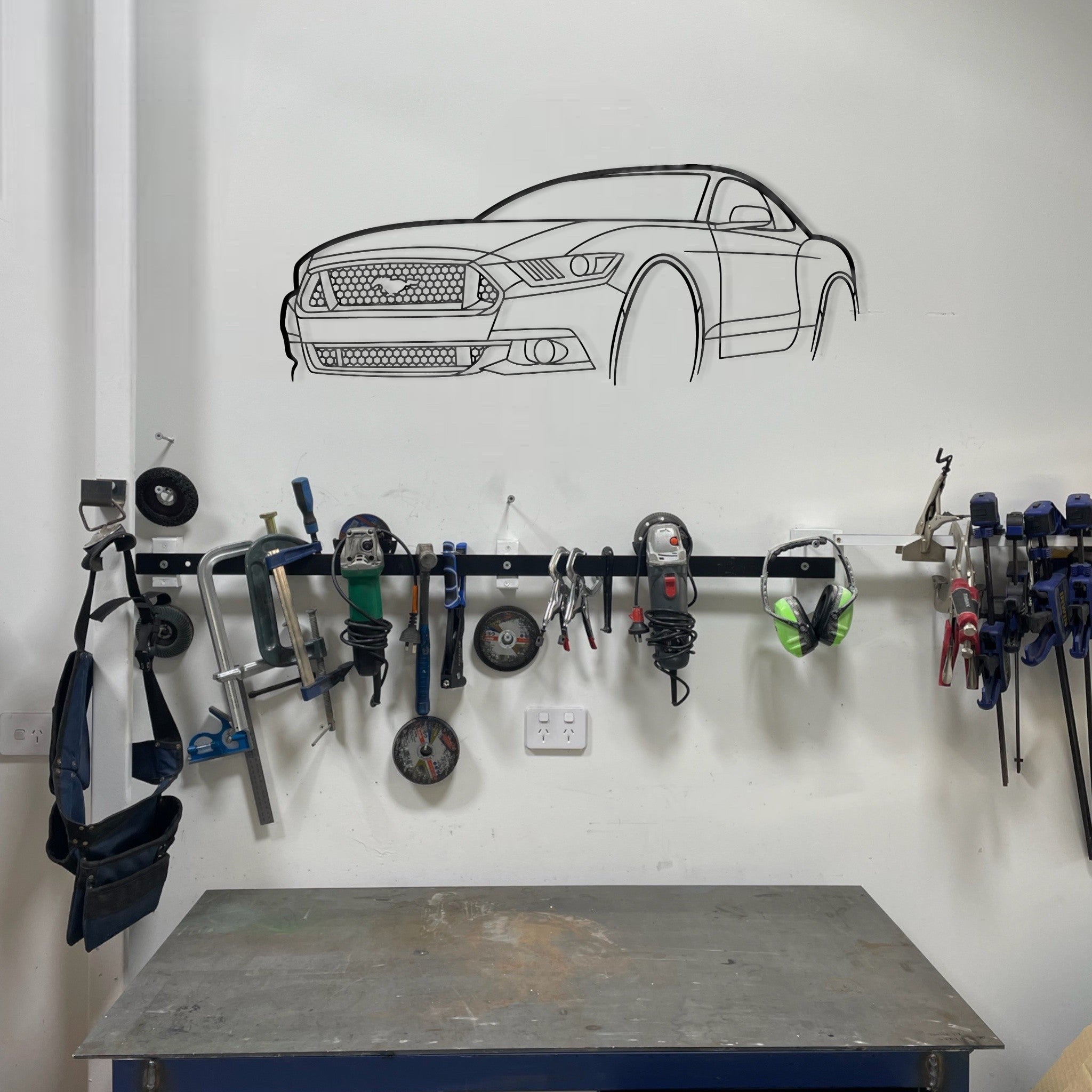 Ford Mustang 2015 Perspective Metal Wall Art Silhouette