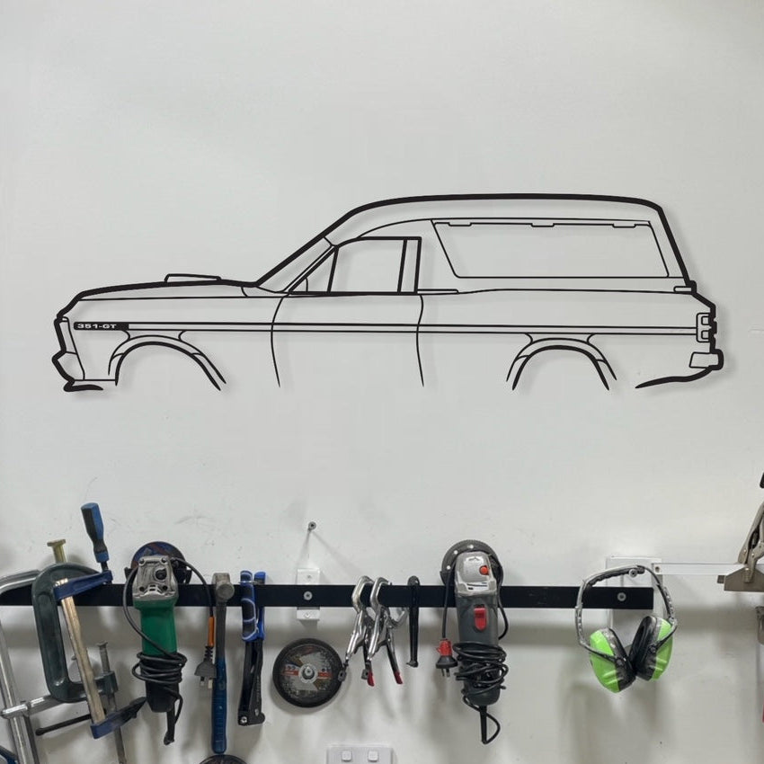 Ford Falcon XY GT Panel Van Metal Wall Art Silhouette