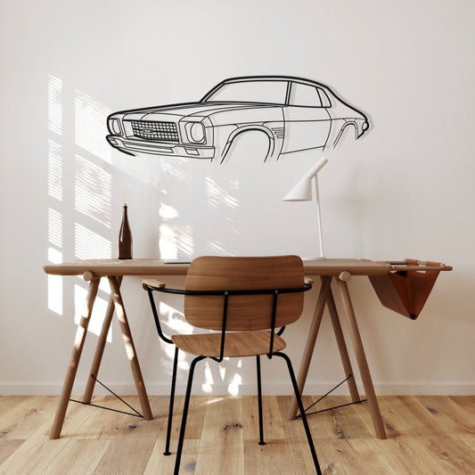 Holden HQ Monaro Perspective metal wall art on study, bedroom wall