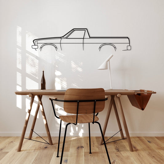 Holden HX Ute silhouette auto art in office