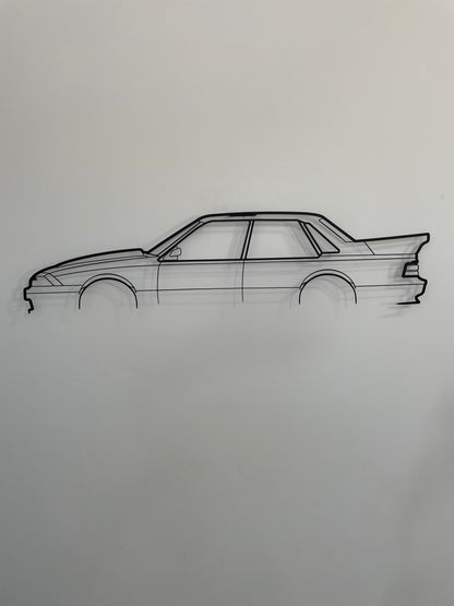 Holden Commodore VL Walkinshaw metal wall art on living room white wall