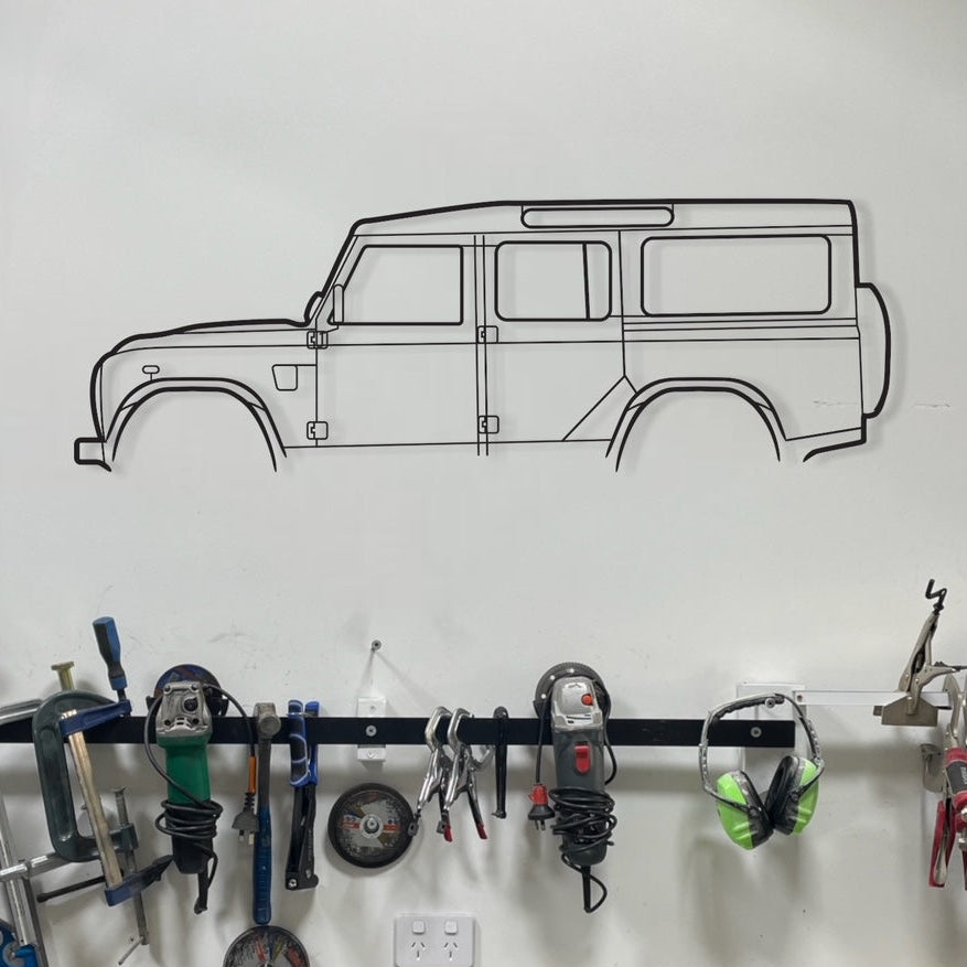 Land Rover Defender Wagon 2016 Metal Wall Art Sillhouette