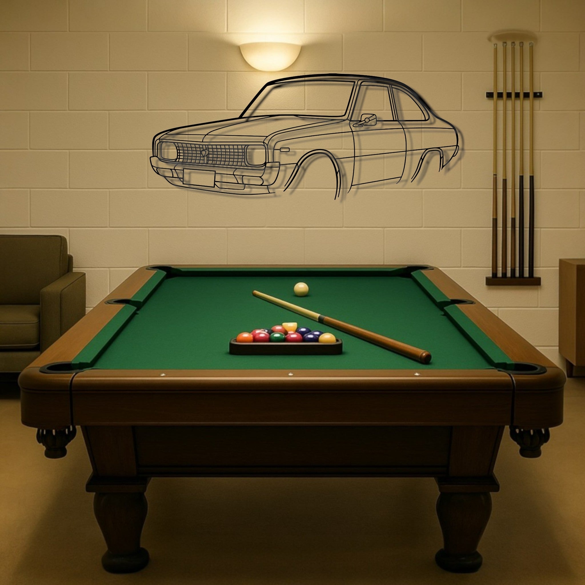 Mazda R100 Perspective Metal Wall Art Silhouette