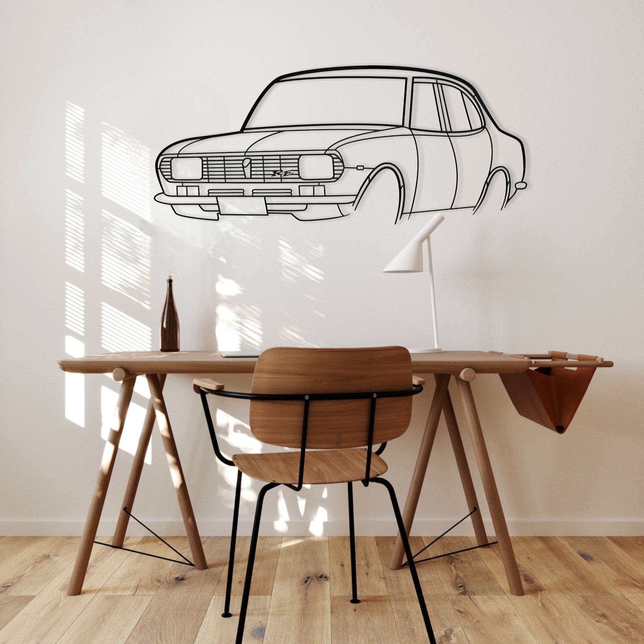 Mazda Rx2 Sedan Perspective Metal Wall Art Silhouette