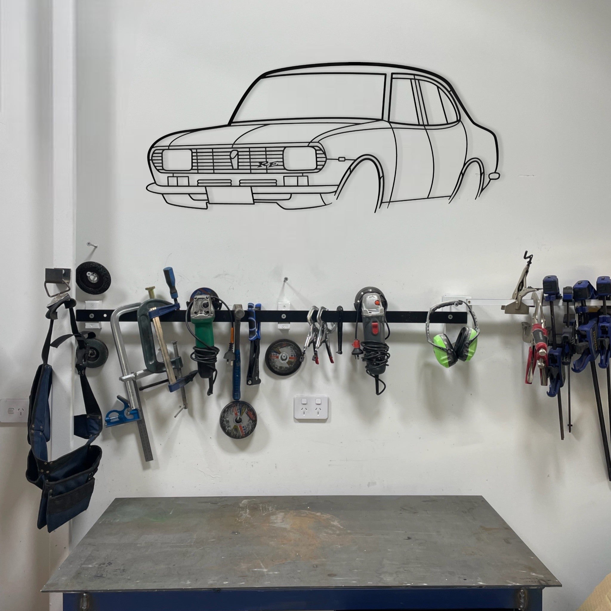 Mazda Rx2 Sedan Perspective Metal Wall Art Silhouette