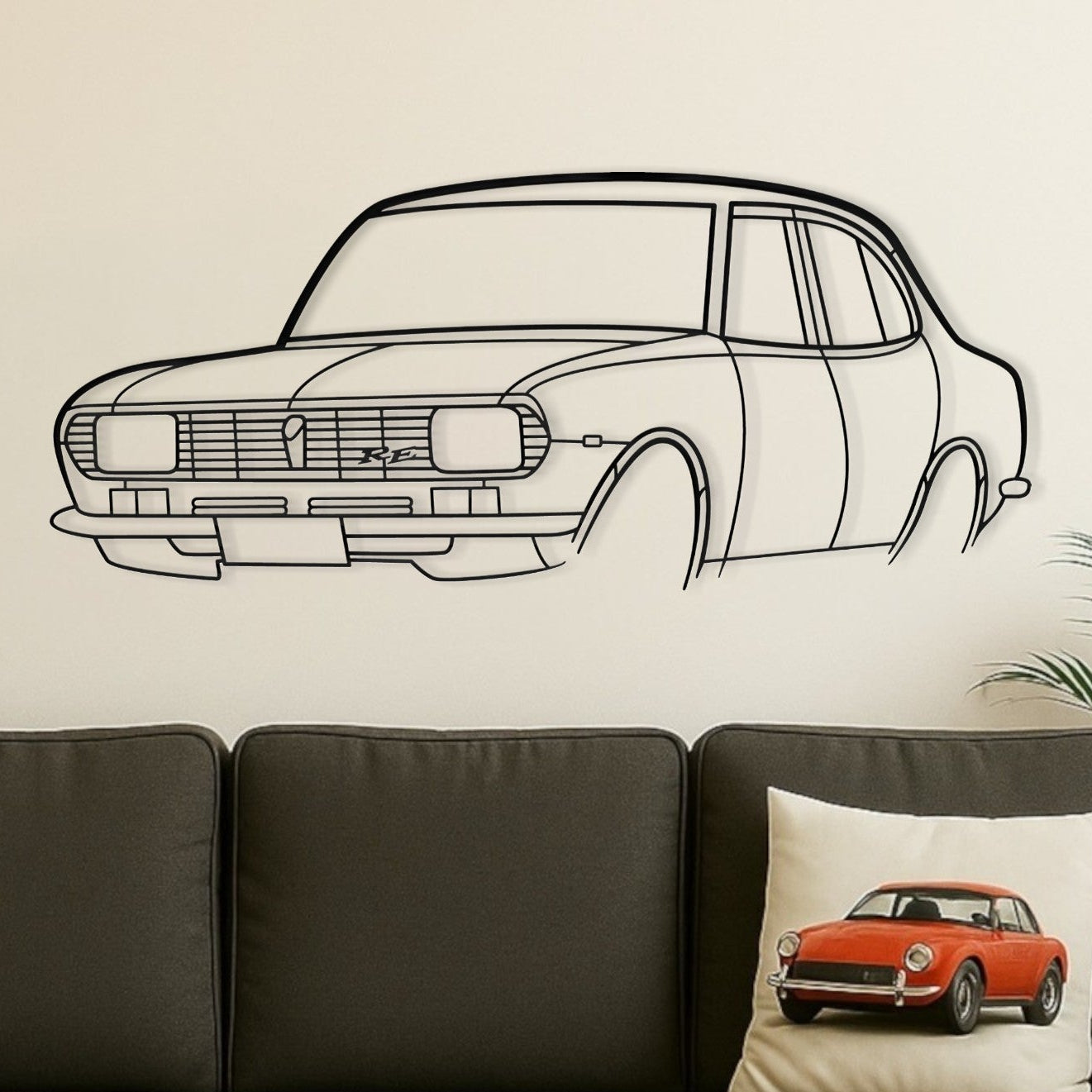 Mazda Rx2 Sedan Perspective Metal Wall Art Silhouette