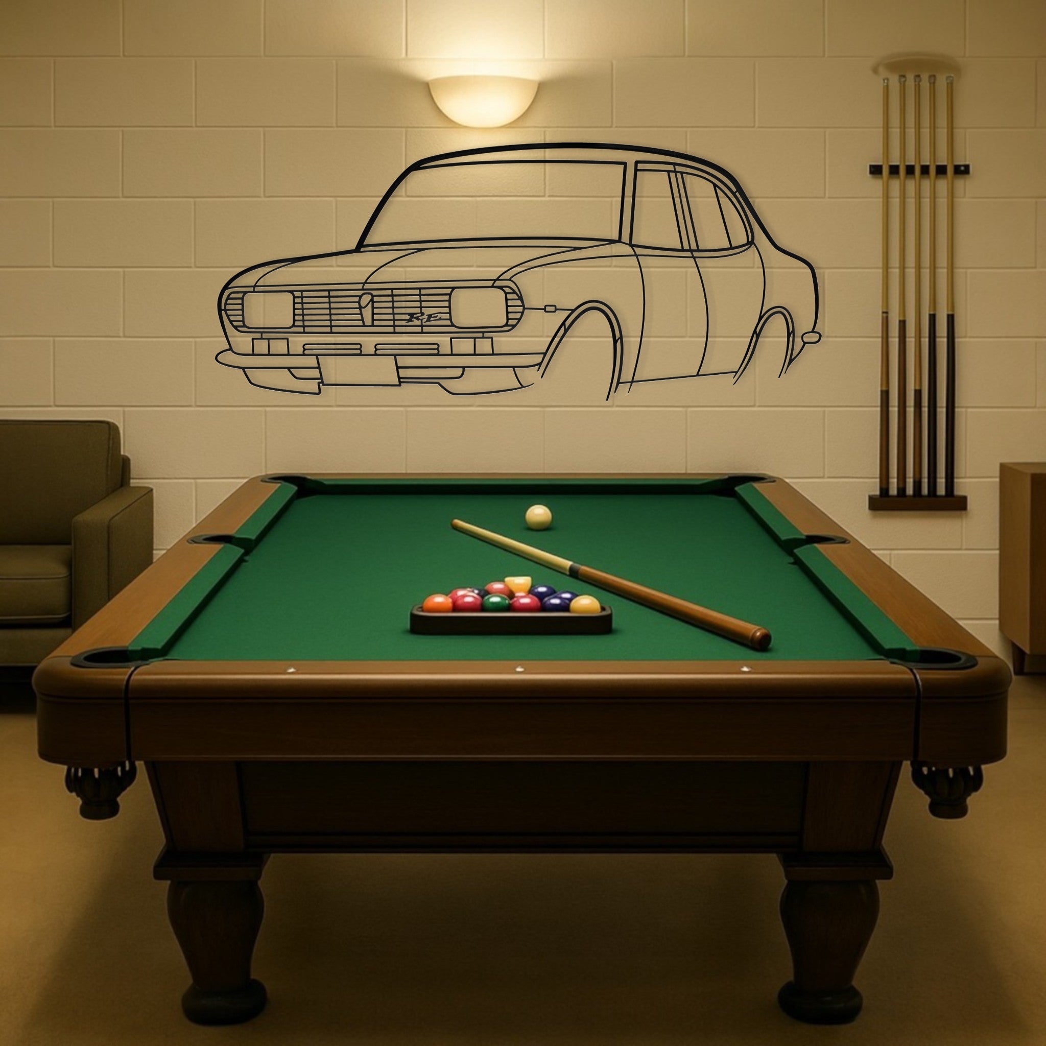 Mazda Rx2 Sedan Perspective Metal Wall Art Silhouette