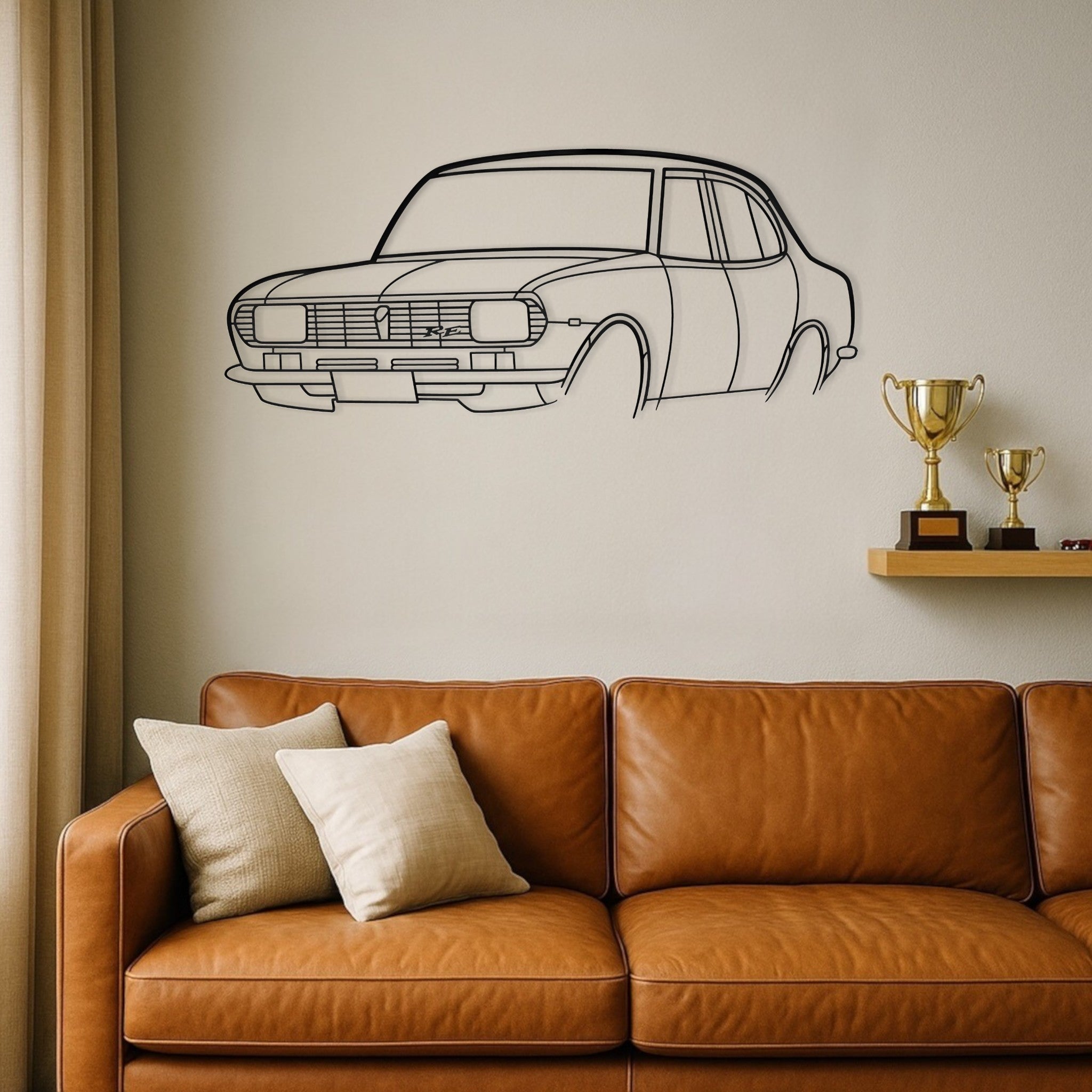 Mazda Rx2 Sedan Perspective Metal Wall Art Silhouette