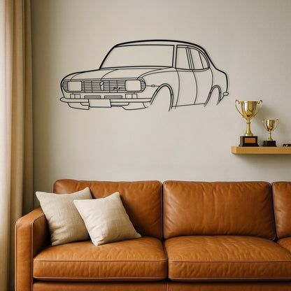 Mazda Rx2 Sedan Perspective Metal Wall Art Silhouette
