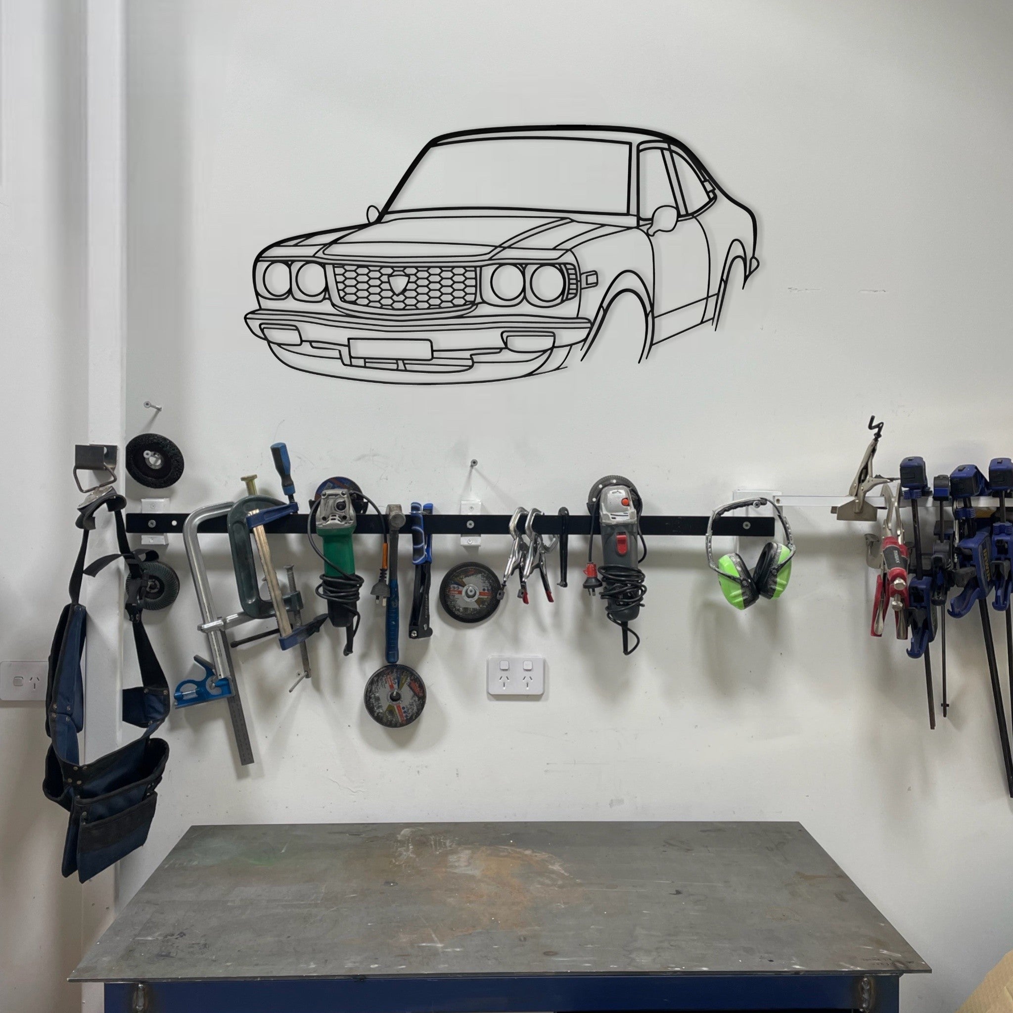 Mazda RX3 Perspective Metal Wall Art Silhouette