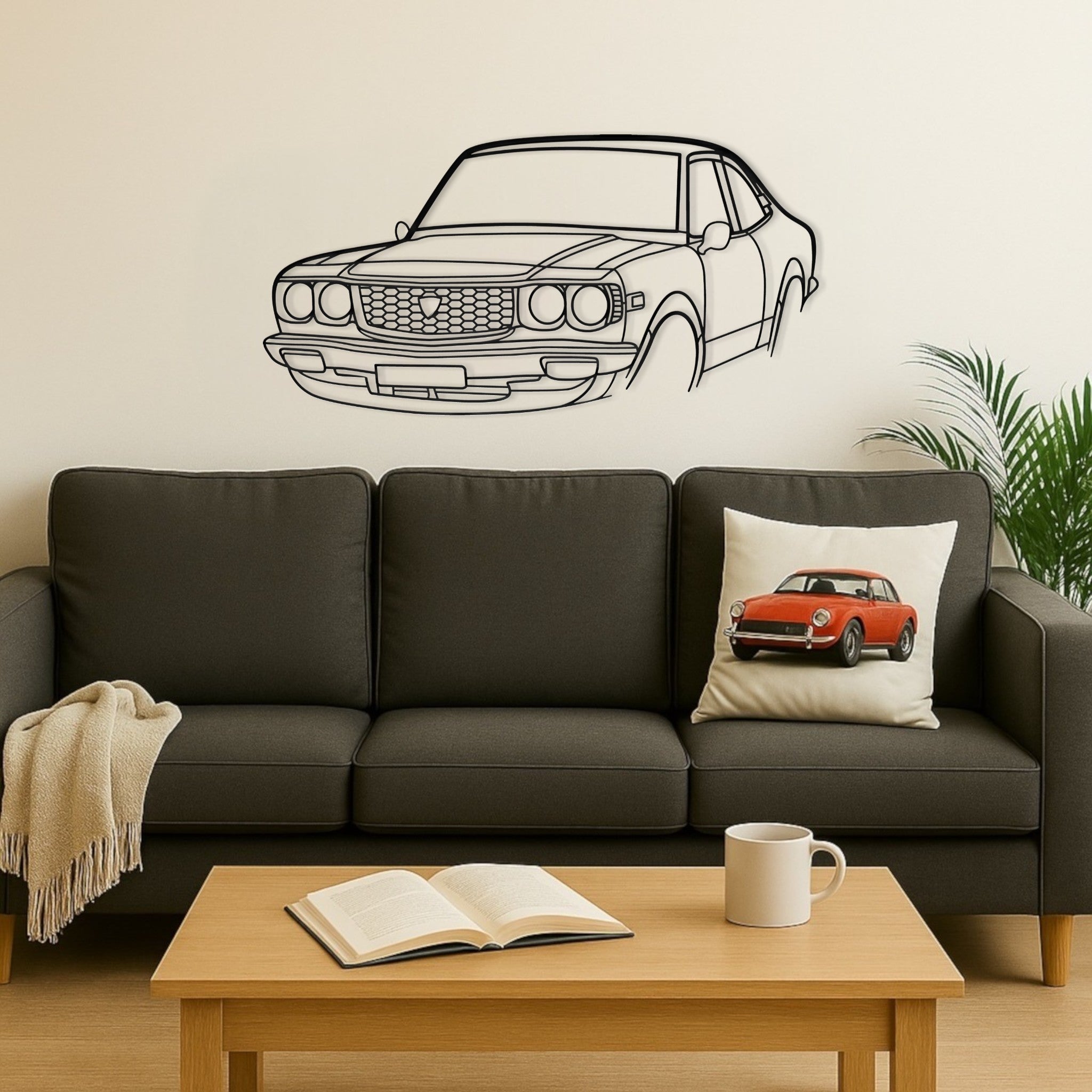 Mazda RX3 Perspective Metal Wall Art Silhouette
