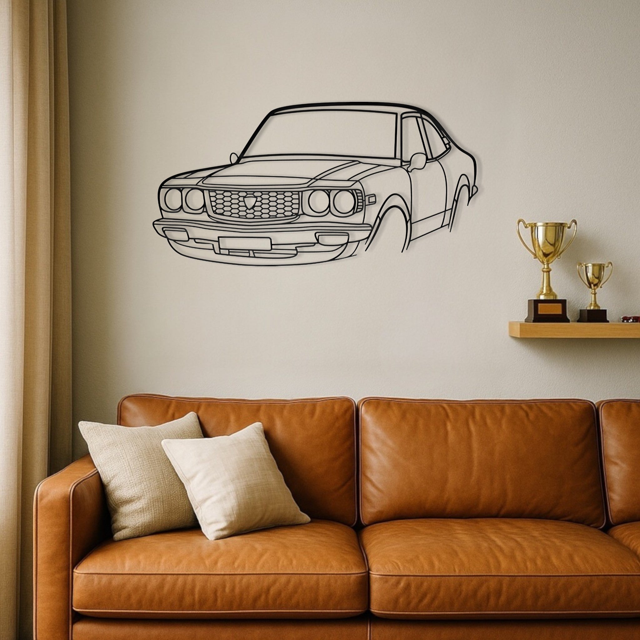 Mazda RX3 Perspective Metal Wall Art Silhouette