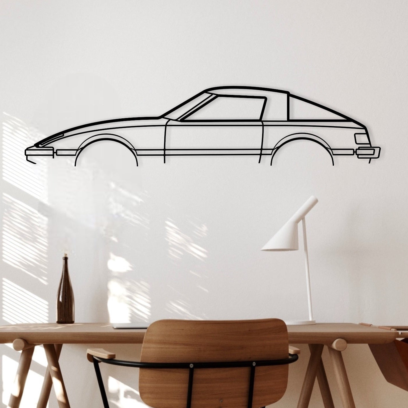 Mazda RX7 Series 1 car decor hanging above an office desk. 