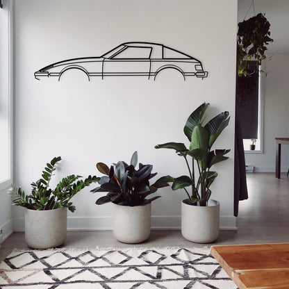 Mazda RX7 Series 1 metal art hung in a home. 