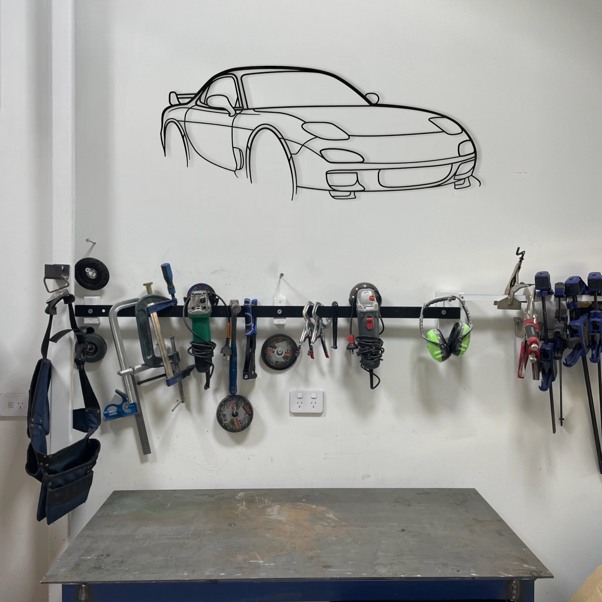 Mazda RX7 FD Perspective Metal Wall Art Silhouette