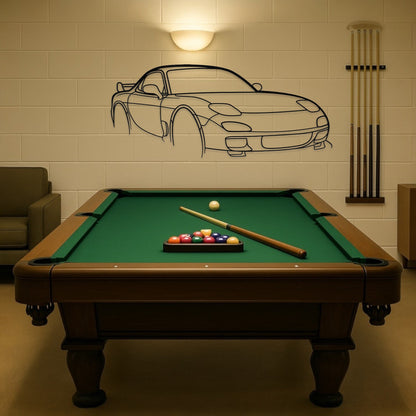 Mazda RX7 FD Perspective Metal Wall Art Silhouette
