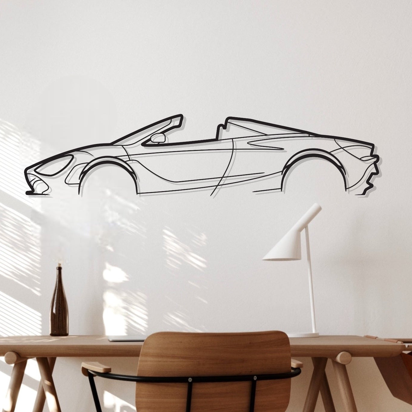 McLaren 720s Spider metal wall art on study and bedroom wall