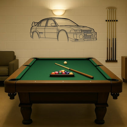 Mitsubishi Lancer EVO 5 Perspective Metal Wall Art Silhouette