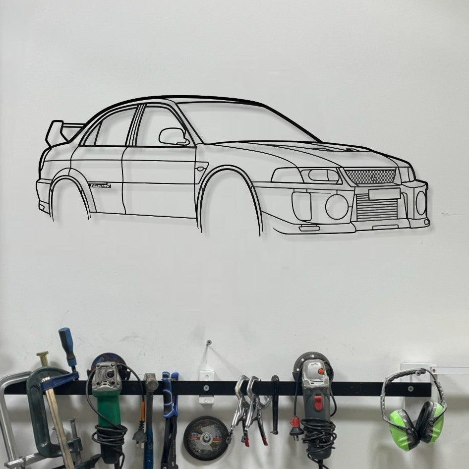 Mitsubishi Lancer EVO 5 Perspective Metal Wall Art Silhouette