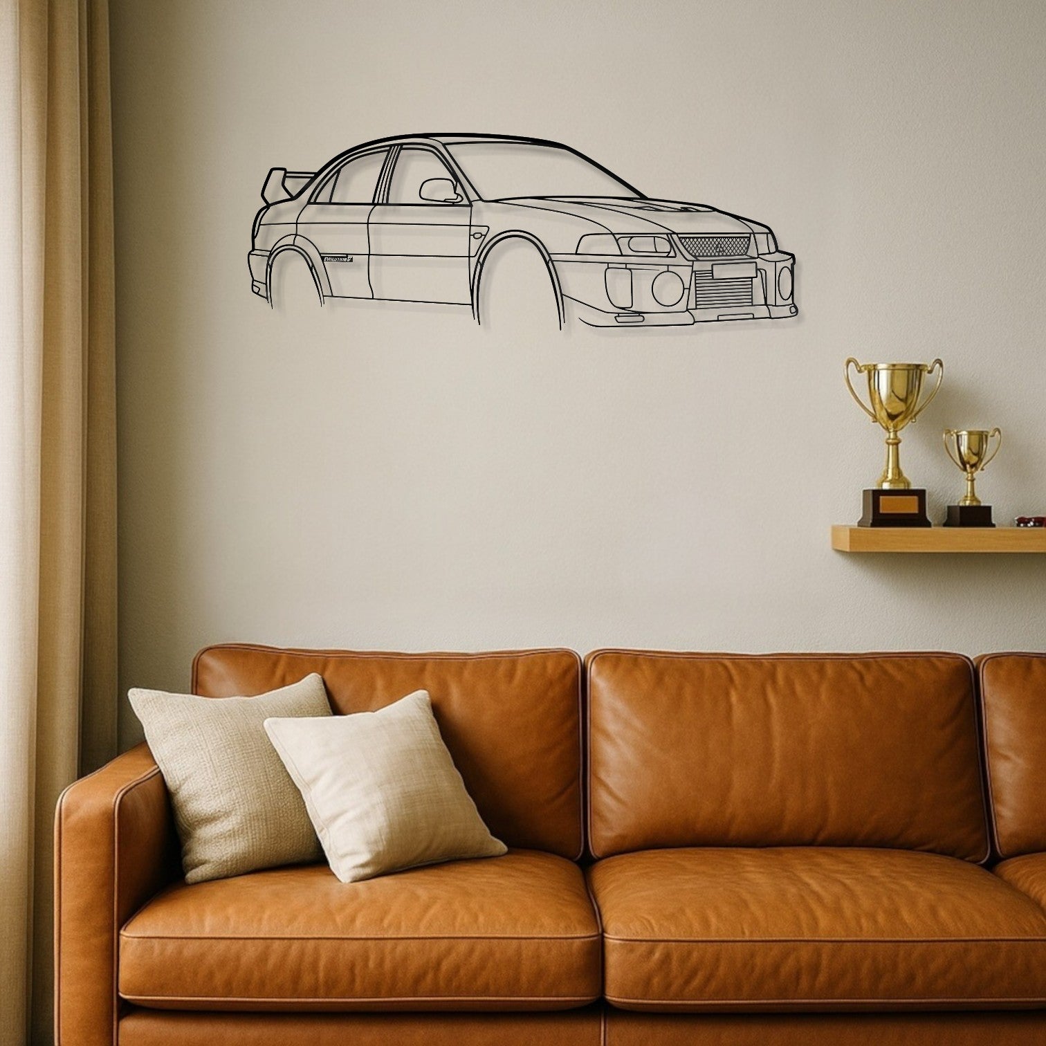 Mitsubishi Lancer EVO 5 Perspective Metal Wall Art Silhouette