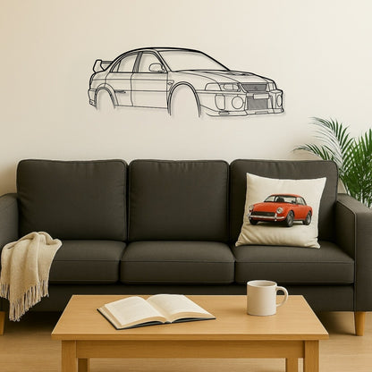Mitsubishi Lancer EVO 5 Perspective Metal Wall Art Silhouette