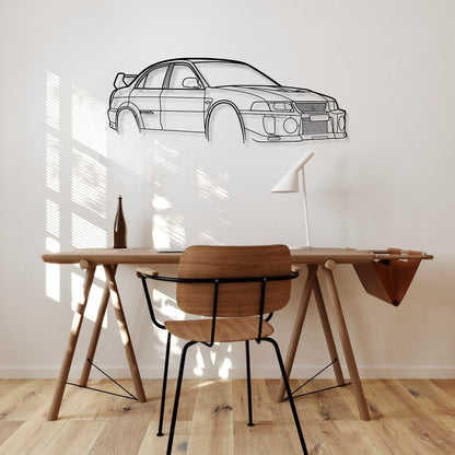 Mitsubishi Lancer EVO 5 Perspective Metal Wall Art Silhouette