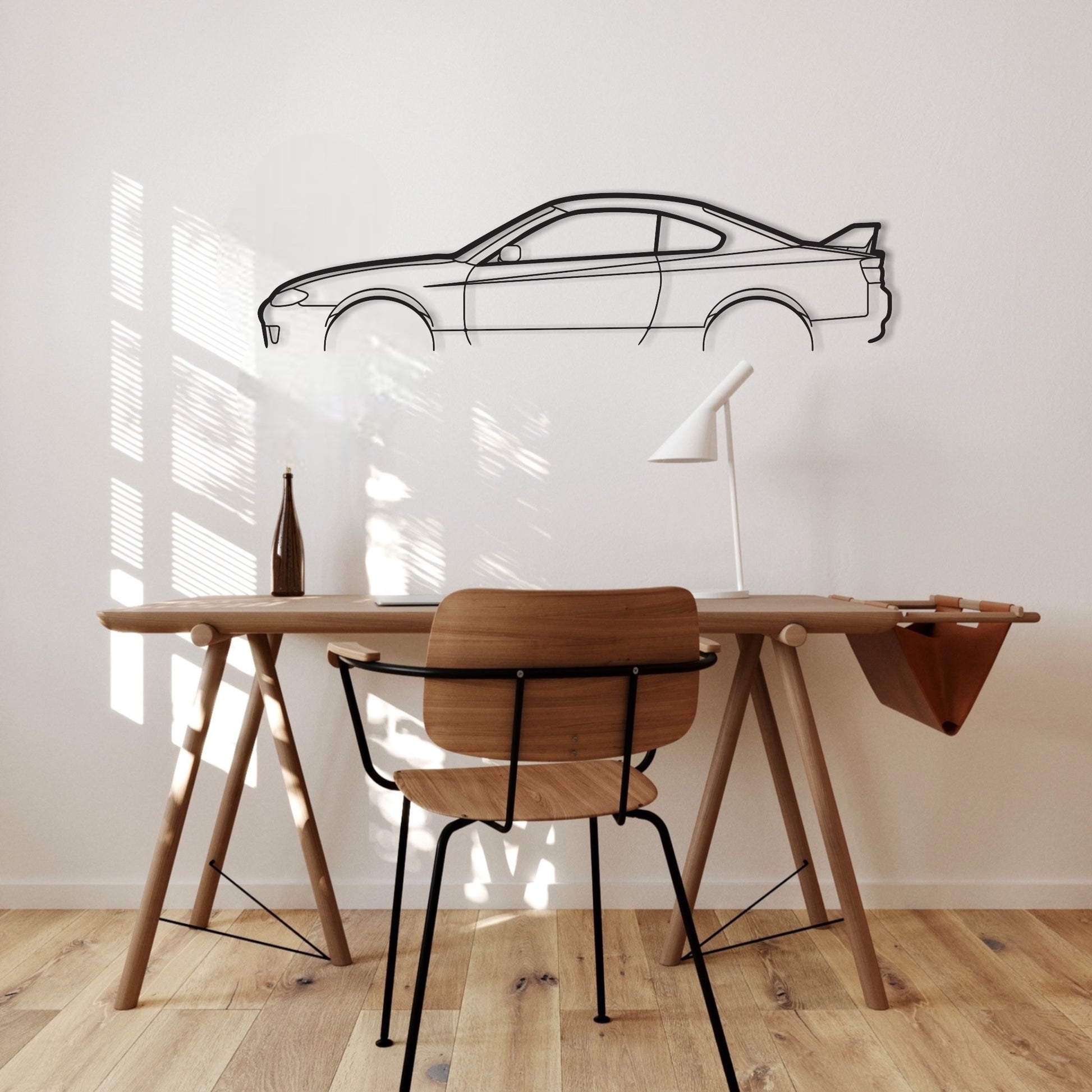 Nissan Silvia s15 w wing Metal Car stencil wall art hanging in an office