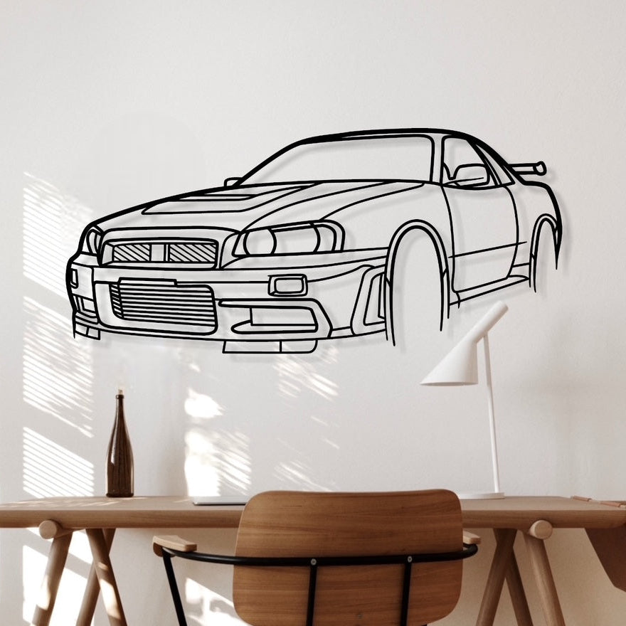 Nissan Skyline R34 GTR Perspective Metal Wall Art