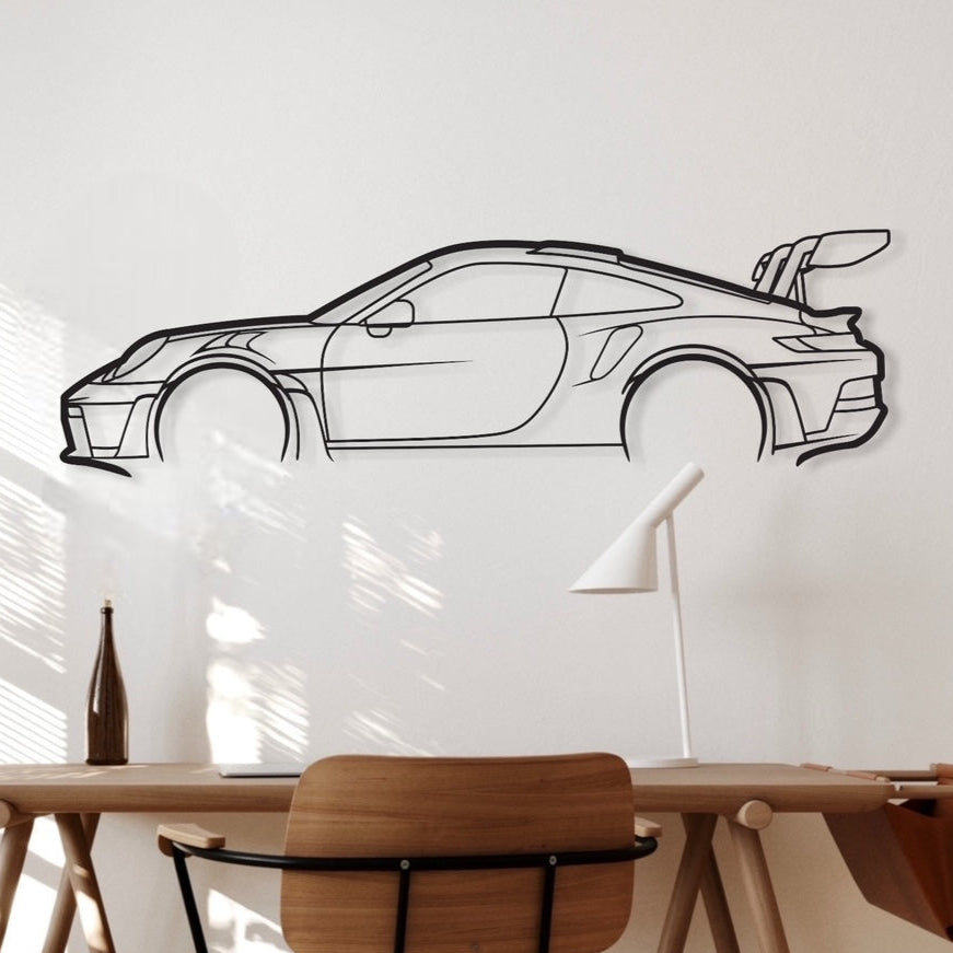 Porsche 911 GT3 RS Metal Wall Art on Study, Bedroom wall
