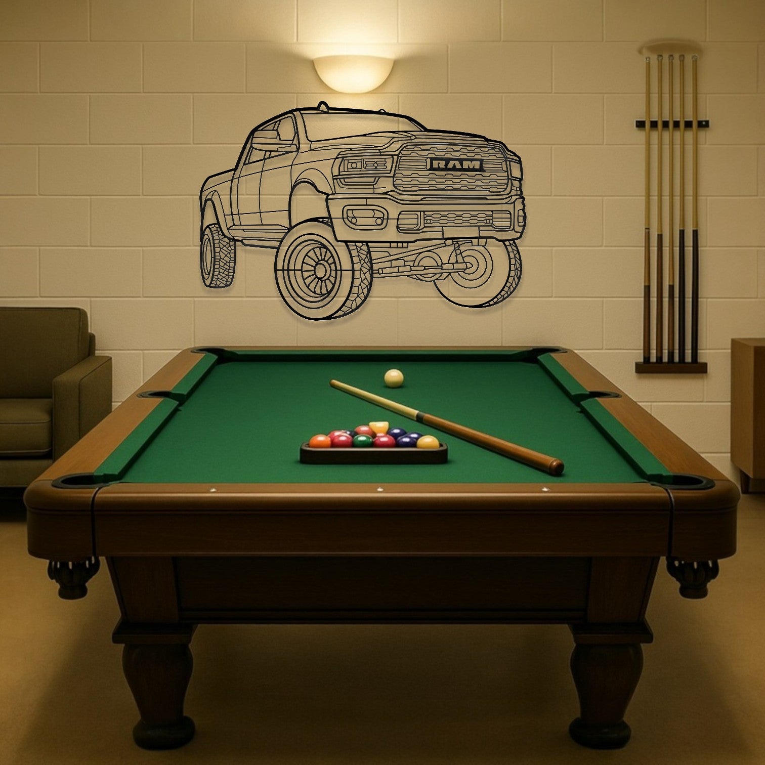 RAM 2500 Mega Cab Perspective Metal Wall Art Silhouette