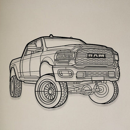 RAM 2500 Mega Cab Perspective Metal Wall Art Silhouette