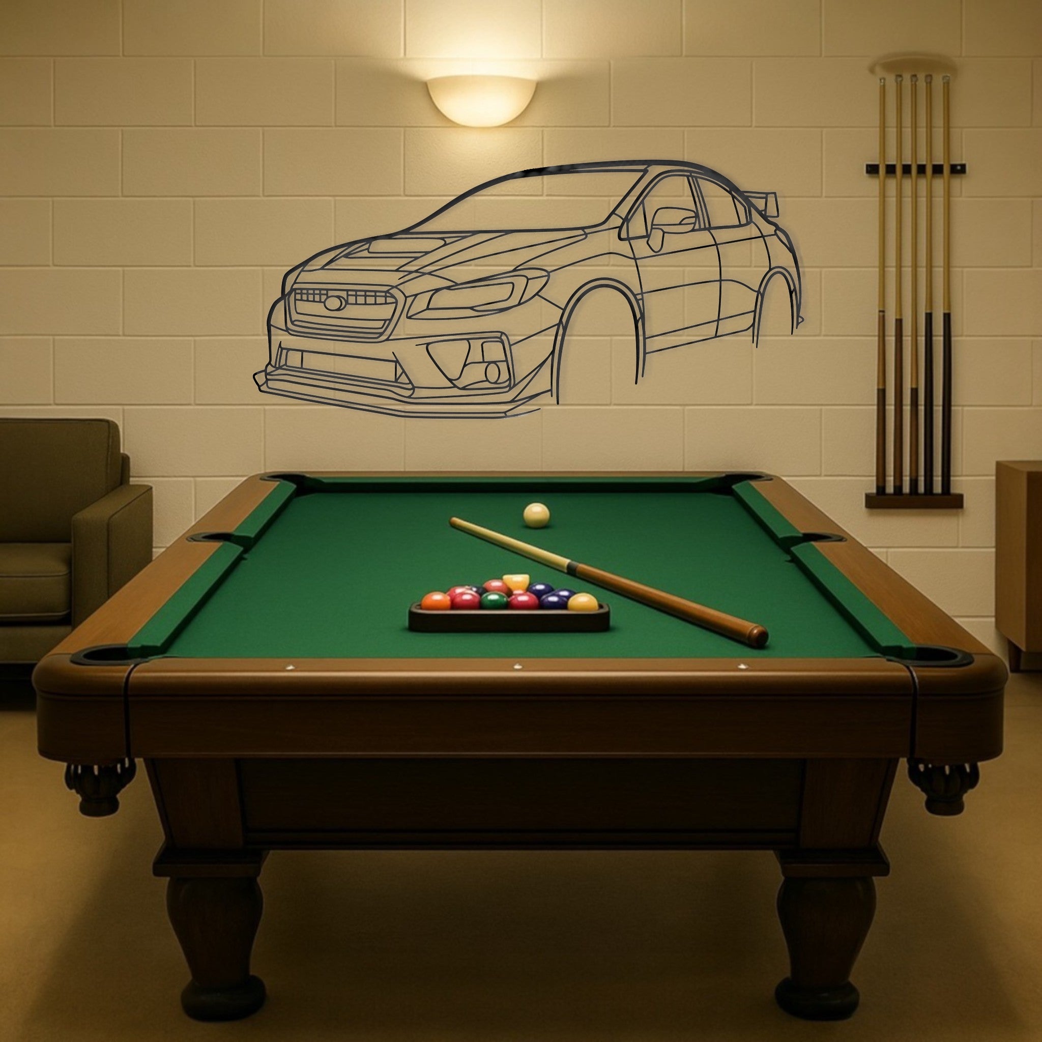 Subaru Impreza WRX STI on billiard room