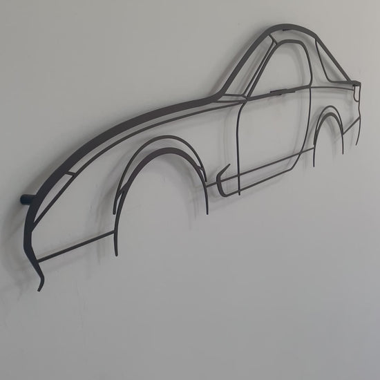 Close up and side on of large Mazda RX7 Series 6 FD wall art piece