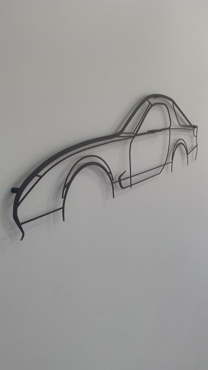 Close up and side on of large Mazda RX7 Series 6 FD wall art piece