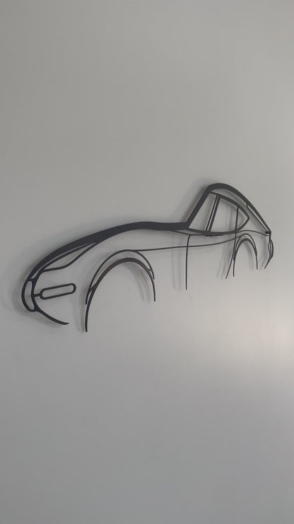 Close up and side on of Toyota GT 2000 car outline wall piece