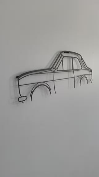 Side on and close up of Ford Escort MK1 2Door metal wall hanging