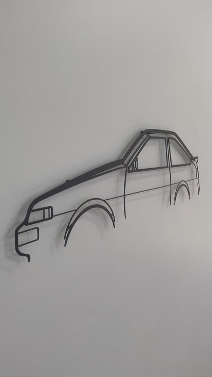 Side on and close up of Toyota 86 Tureno metal wall art 