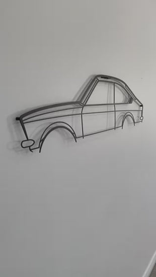 Close-up and side-on of the Holden Gemini Opel silhouette wall hanging.