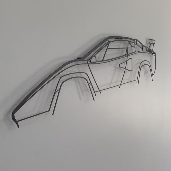 Lamborgini Countach side on and close up of metal wall hanging