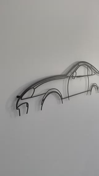 Side on and close up of Toyota Supra MK4 automotive silhouette wall art